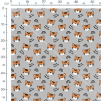 Tissu - Tigres amicales sur gris