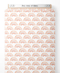 Tissu - Arcs roses et blancs