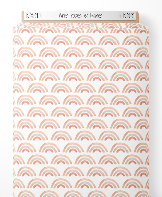Tissu - Arcs roses et blancs
