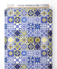 Tissu - Carreaux harmonieux en bleu