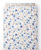 Tissu - Fleurs bleues et brunes nuancées