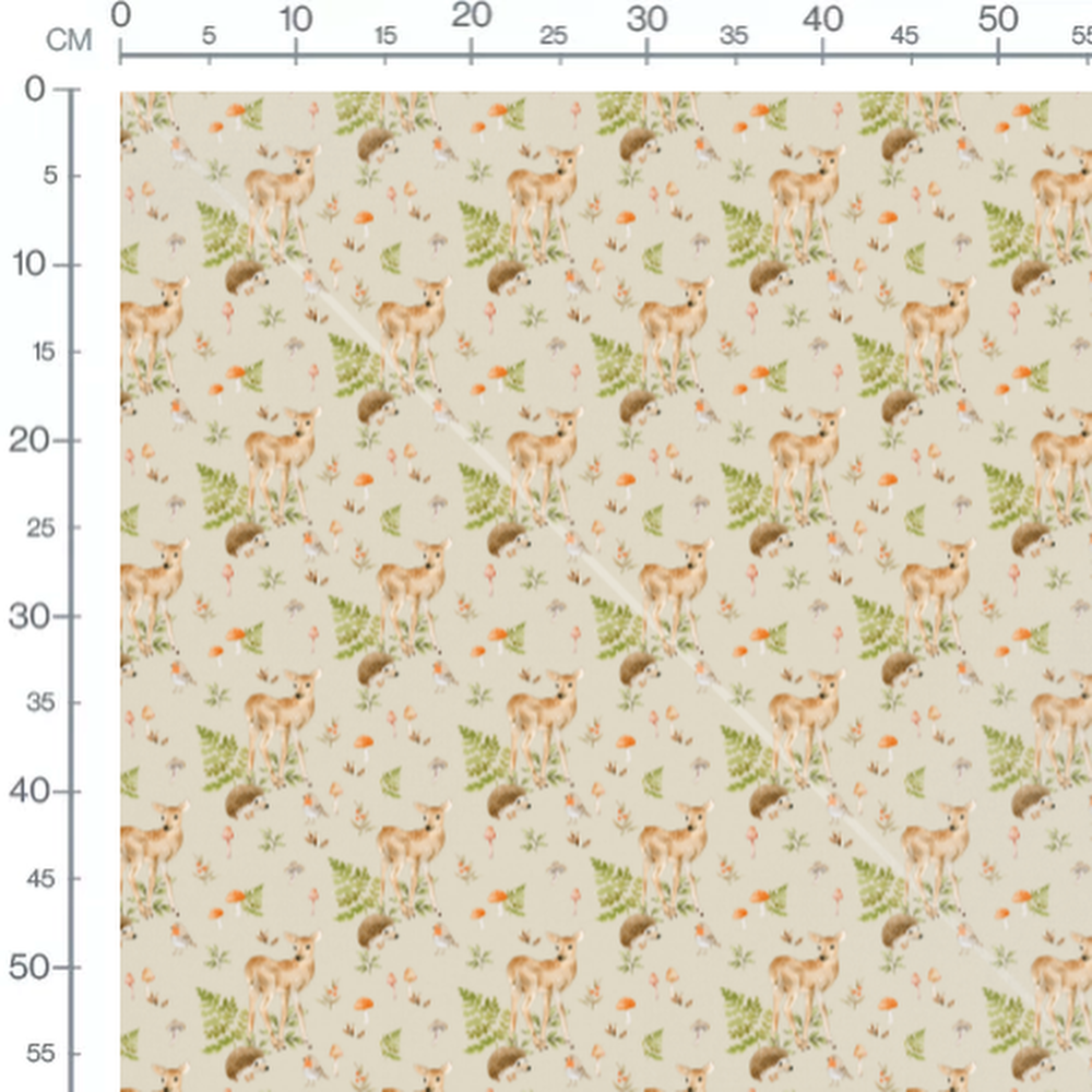 Tissu - Faons et hérissons mignons