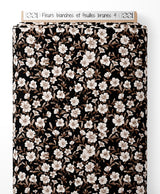 Tissu - Fleurs blanches et feuilles brunes 4