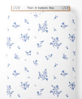 Tissu - Fleurs et bourgeons bleus
