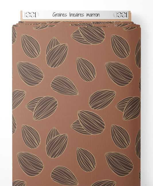 Tissu - Graines linéaires marron