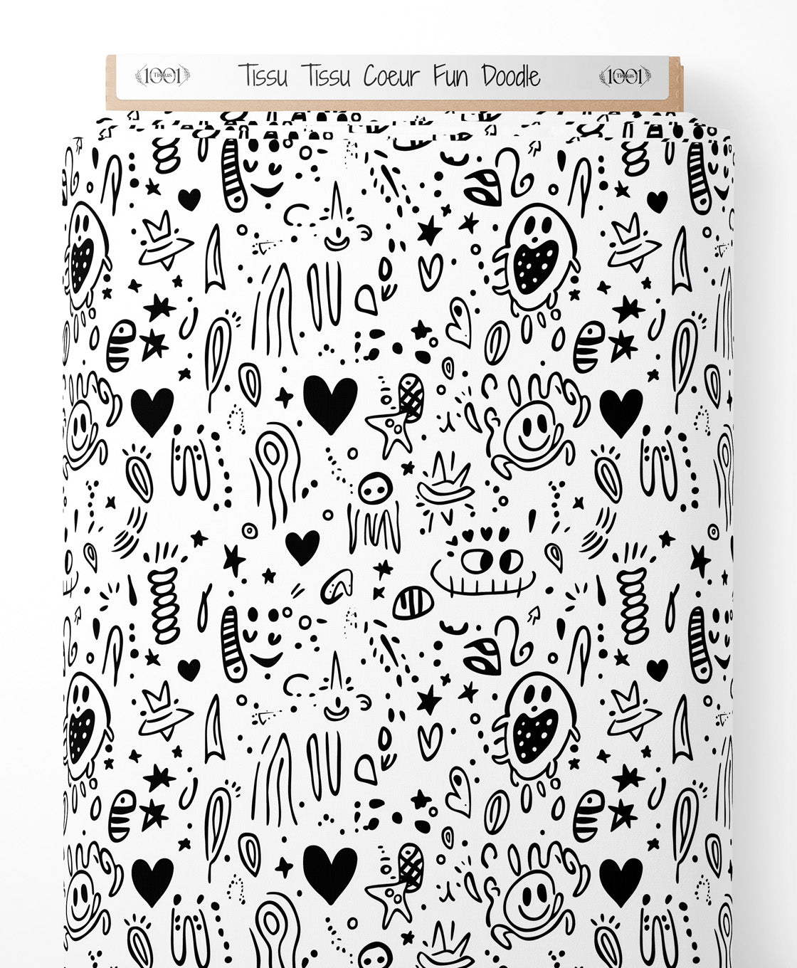 Tissu - Tissu Coeur Fun Doodle