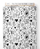 Tissu - Tissu Coeur Fun Doodle
