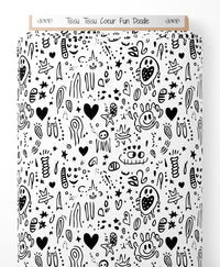 Tissu - Tissu Coeur Fun Doodle
