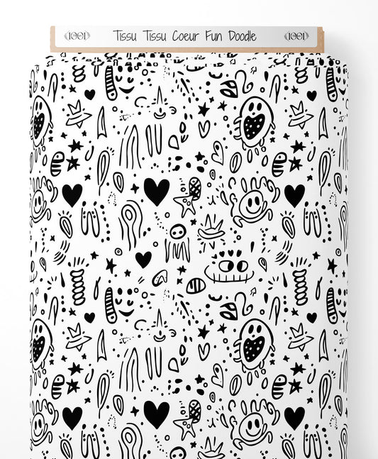 Tissu - Tissu Coeur Fun Doodle