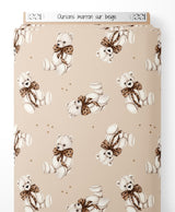 Tissu - Oursons marron sur beige