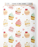 Tissu - Cupcakes et étoiles souriants