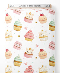 Tissu - Cupcakes et étoiles souriants