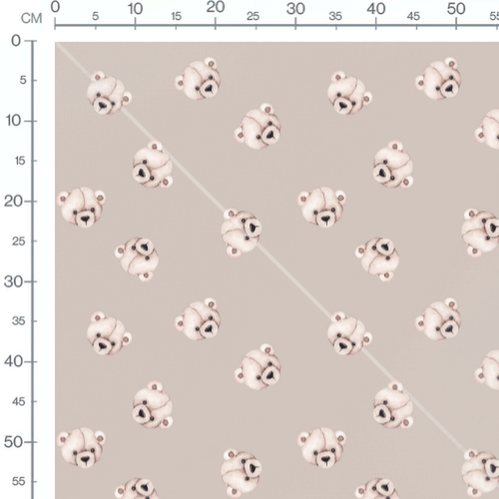 Tissu - Oursons beige sur taupe