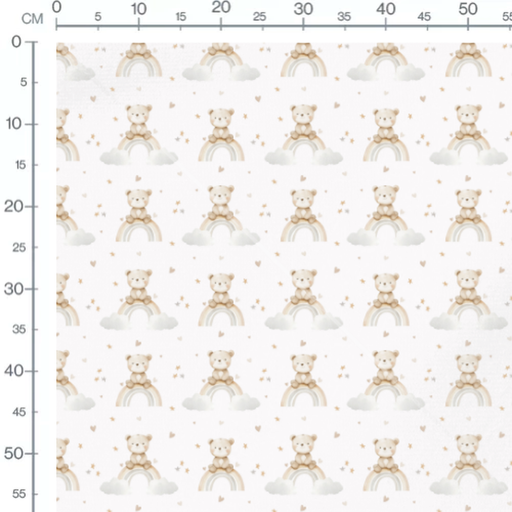Tissu - Oursons sur arcs-en-ciel