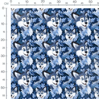 Tissu - Tissu Husky Bleu cartoon