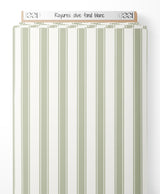 Tissu - Rayures olive sur fond blanc