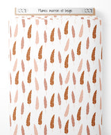 Tissu - Plumes marron et beige