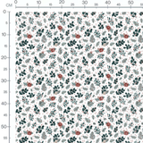 Tissu - Feuillages et baies rouges