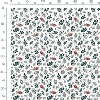 Tissu - Feuillages et baies rouges