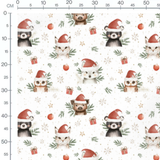 Tissu - Animaux de Noël chapeautés