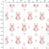 Tissu - Chiots avec gâteaux et ballons