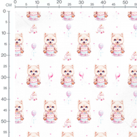 Tissu - Chiots avec gâteaux et ballons