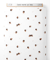 Tissu - Glands marron sur blanc