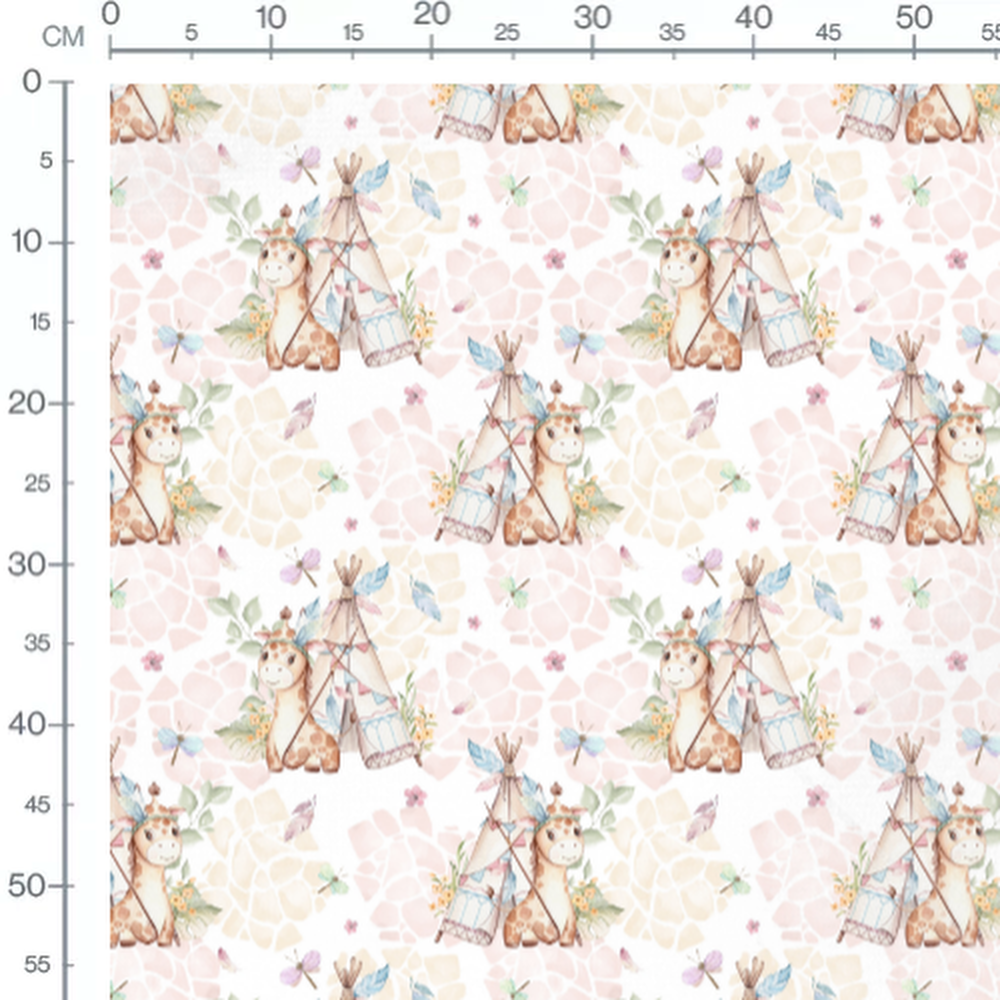 Tissu - Girafes et tipis pastel