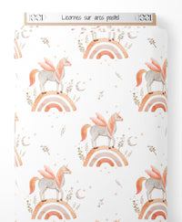 Tissu - Licornes sur arcs pastel