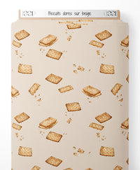 Tissu - Biscuits dorés sur beige