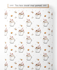 Tissu - tasse chocolat chaud gourmand