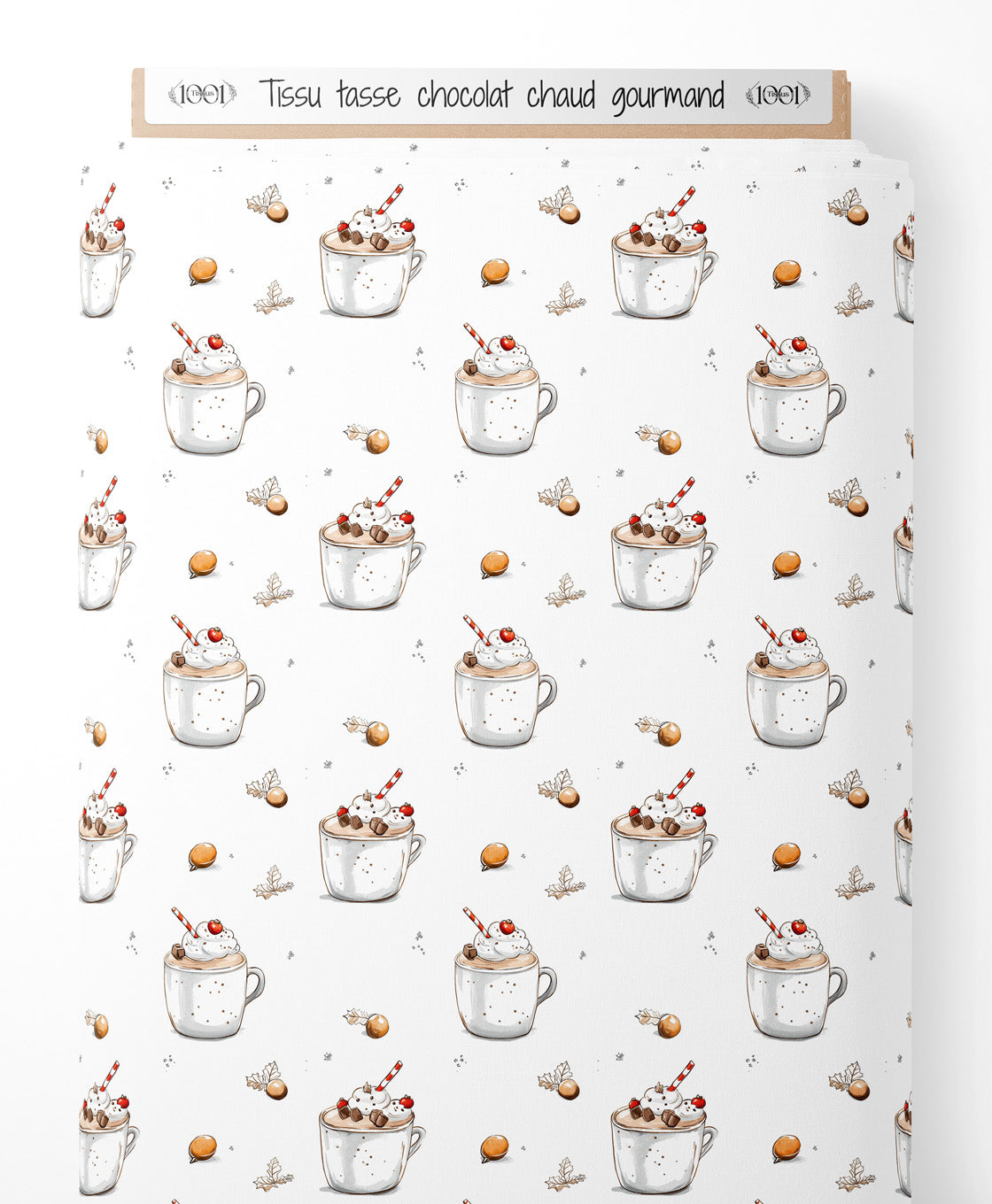 Tissu - tasse chocolat chaud gourmand