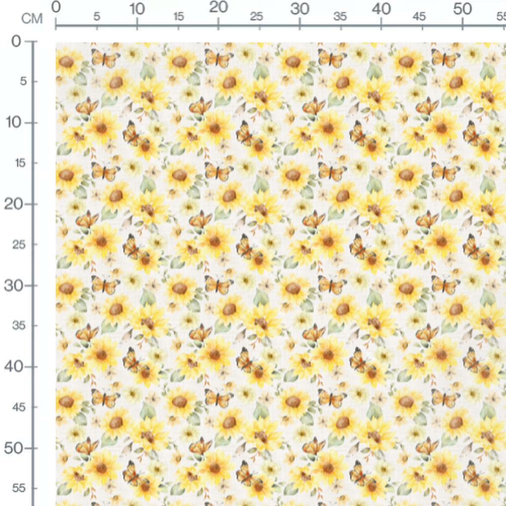 Tissu - Tournesols et papillons