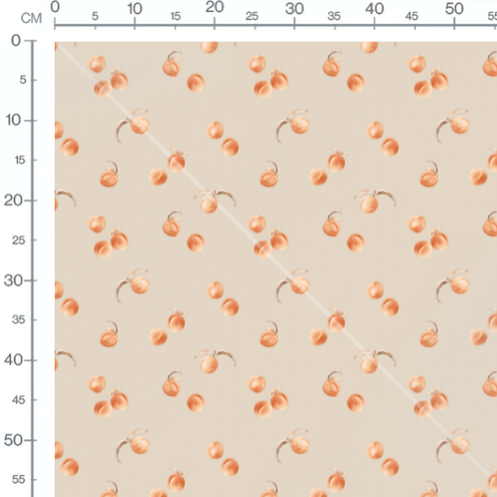 Tissu - Pêches orange et feuilles