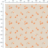 Tissu - Pêches orange et feuilles