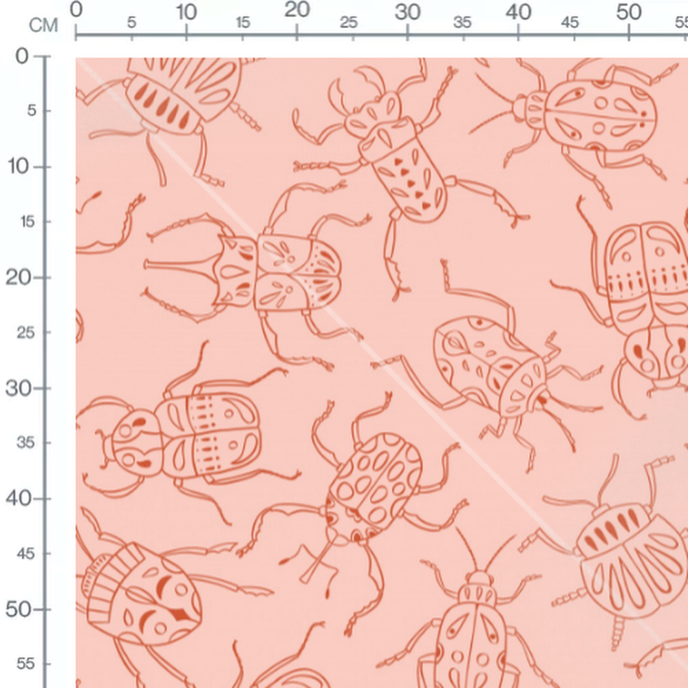 Tissu - Insectes graphiques sur fond rose