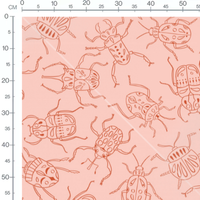 Tissu - Insectes graphiques sur fond rose
