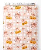 Tissu - Fantômes et citrouilles à carreaux