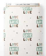 Tissu - Love pastel sur fond crème