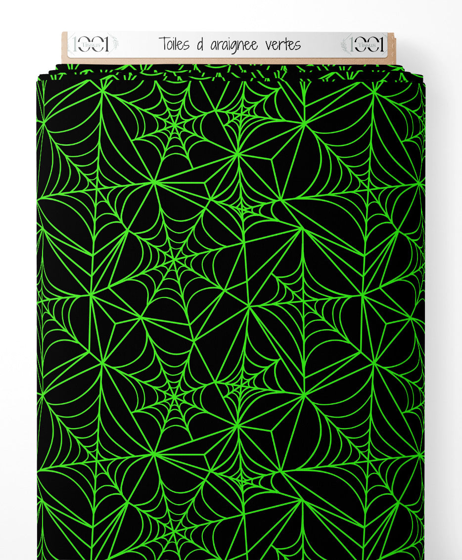 Tissu - Toiles d'araignée vertes