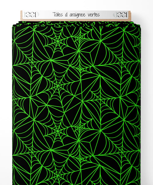 Tissu - Toiles d'araignée vertes