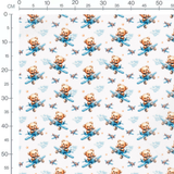 Tissu - Oursons et avions bleus