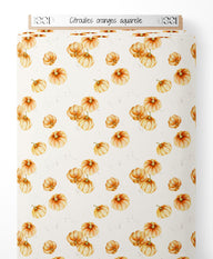 Tissu - Citrouilles oranges aquarelle