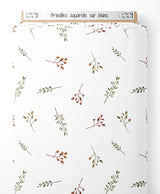 Tissu - Brindilles aquarelle sur blanc