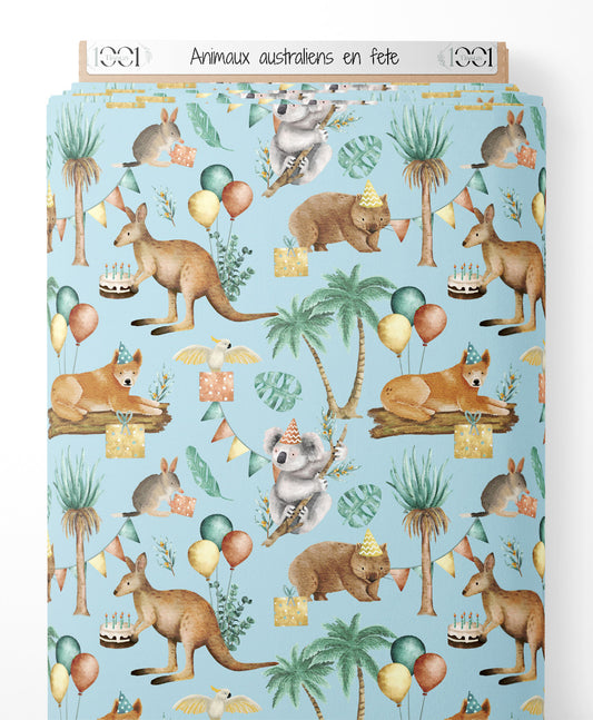 Tissu - Animaux australiens en fête
