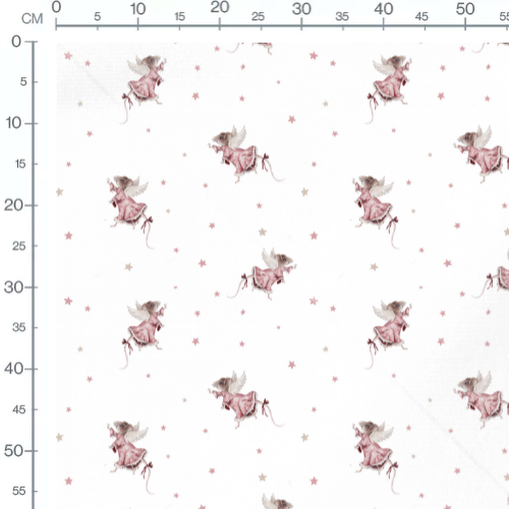 Tissu - Souris et étoiles beiges claires