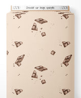 Tissu - Chocolat sur beige éparpillé