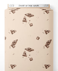 Tissu - Chocolat sur beige éparpillé