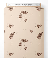 Tissu - Chocolat sur beige éparpillé