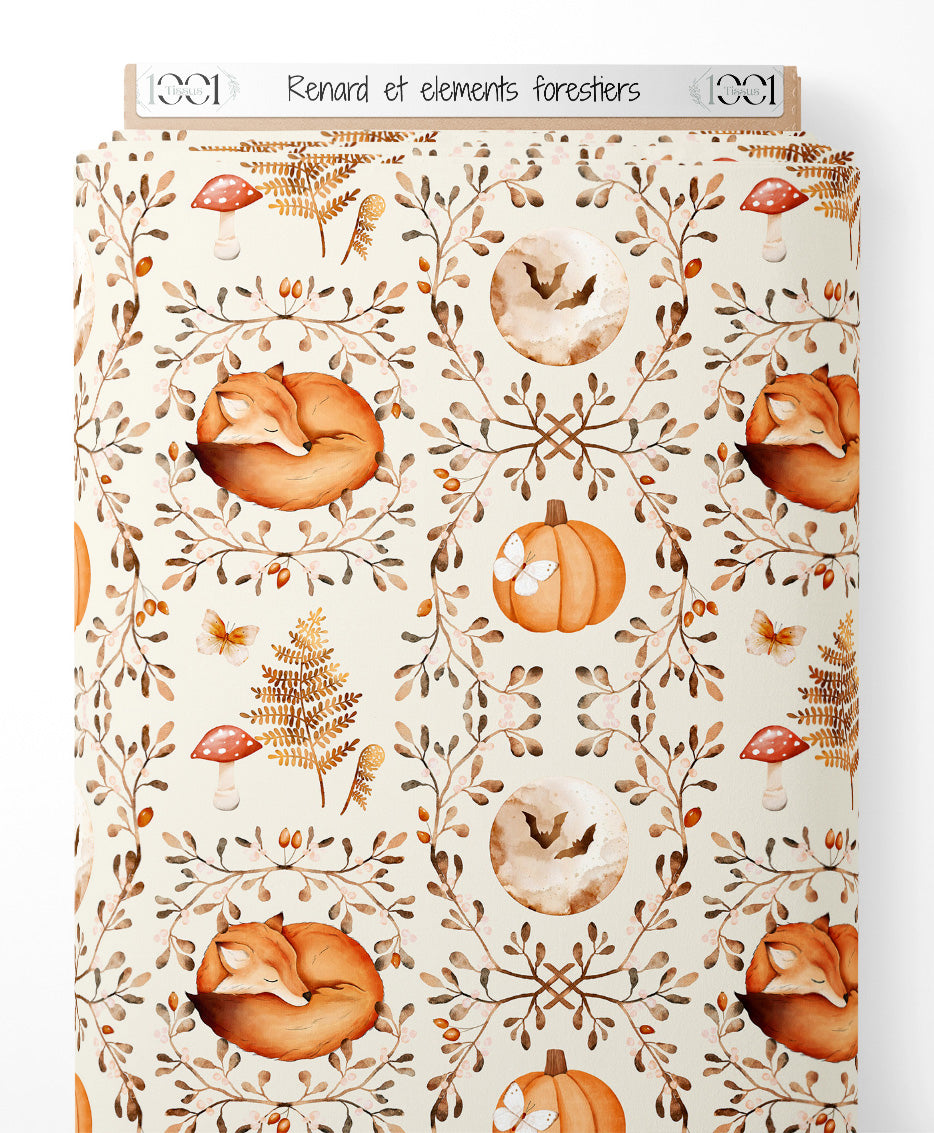 Tissu - Renard et éléments forestiers
